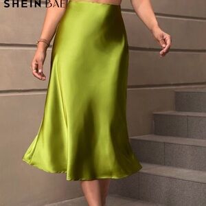 Green Satin Skirt